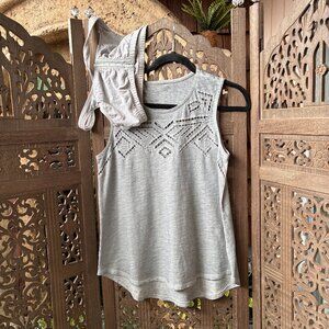 Soft Surroundings Cotton Gray A-line Tank Top w Grey Cotton Bra